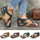 thumbnail image 1 of Lollita Orthopaedic Plus Sandals Pu Leather Retro Arch Support Cómodas sandalias de punta redonda para mujer Toe-Green-36 Computadora Computadora Computadora portátil, 1 of 3