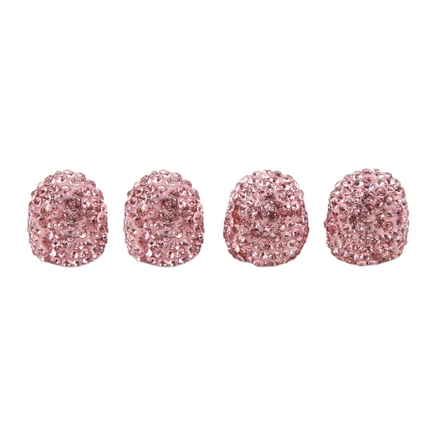 4 tapones de válvula con brillantes de 15 mm para neumáticos, universales, para coche y motocicleta, color rosa