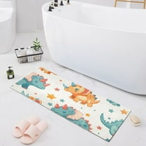 Bath Mat Soft Plush Non-Slip Absorbent Bathroom Rugs 39"x20" Cute Dinosaur