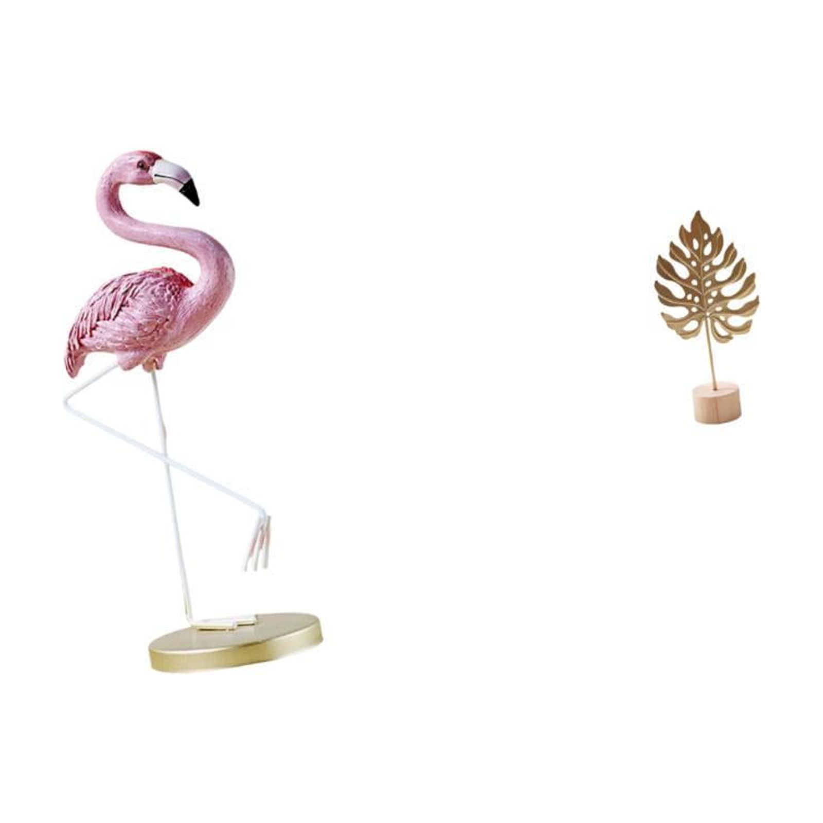 Flamingo Resin Statue Metal Leaf Sculpture Bird Figurine Artistic Resin Craft for Garden Lawn Home Decor