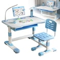 thumbnail image 2 of YNCE Kids Study Desk Chair Set, Height Adjustable Toddlers Writing Table with Tiltable Reading Stand, Living Room Bedroom Children Learning Table with Extra Large Drawer, 2 of 8