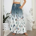 thumbnail image 2 of WTOBBY Women's Retro Floral Tie-Dye Print Flowy Flared Maxi Skirt with Ruffle Hem, A-Line Elastic Waist Elegant Tiered Bohemian Long Skirt for Vintage Casual Style,Turquoise L, 2 of 5