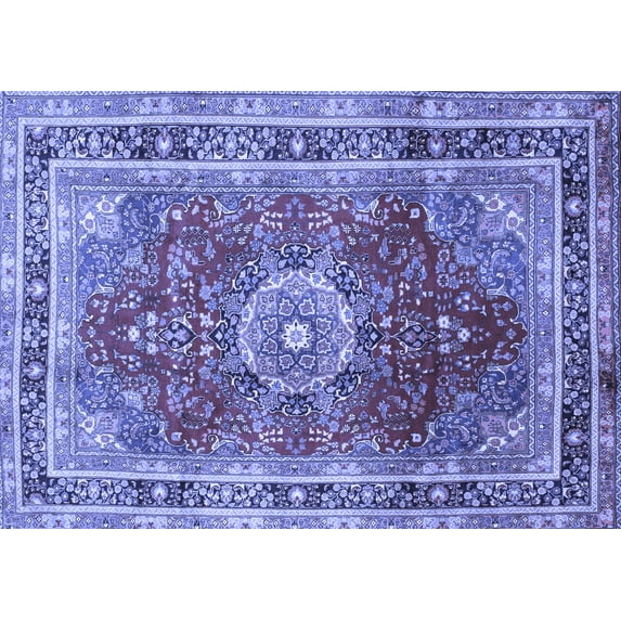 Ahgly Company Indoor Rectangle Medallion Blue Traditional Area Rugs, 4' x 6'