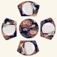 thumbnail image 2 of Navy floral peony textile design Round Table Placemats Set Of 5 Wedge Table Mats Washable Heat Resistant Place Mat For Dining Table Kitchen Farmhouse Restaurant, 2 of 6