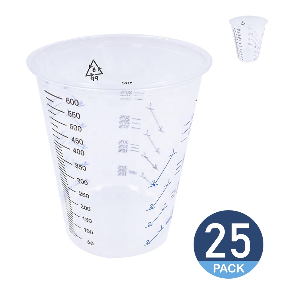 NUOBESTY 60ml Scale Cups 40Pcs Shatterproof Graduated Mixing Cups Plastic Cups Professional CTransparent Scale Cups Clear Graduated Cups Measuring Cup Lab Supply for Home School 