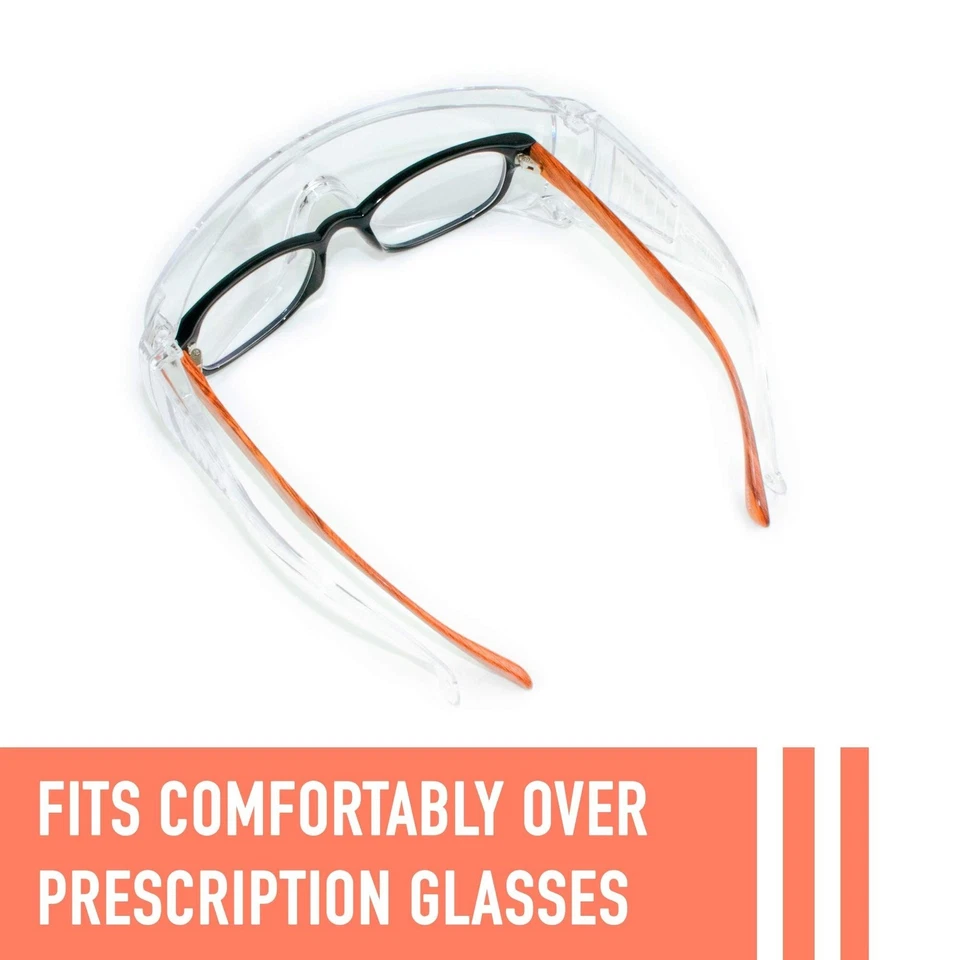 CIRCLE- 3 Bulk Pack Safety Glasses Over Eyeglasses Anti-Fog Crystal Clear Otg Goggles