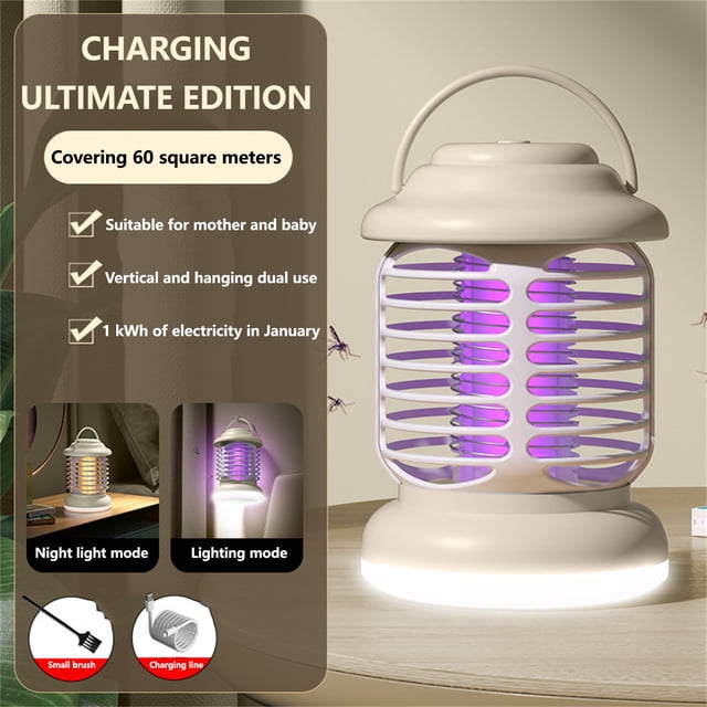 pstuiky Mosquito para interiores y exteriores, 3 en 1: antimosquitos con carga solar, cable USB, trampa para moscas/insectos impermeable/luz de alta potencia