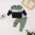 thumbnail image 2 of TOWED22 Toddler Baby Boy Fall Outfit Contrast Color Sweatshirt Tops with Elastic Waist Pants Cute Infant Newborn Winter Clothes,Green,2-3 Y, 2 of 6