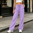 thumbnail image 2 of KICILVS Straight Leg Pants Women High Waist Wide Sweatpants Drawstring Elastic Casual Trousers with Pockets Comfy Bottoms Purple, 2 of 8