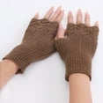 thumbnail image 5 of Xfvqtps Fingerless Gloves for Womens Lace Hollow Out Thumb Hole Medium Length Arm Warmer Knitting Crochet Solid Color Fashion Thermal Warm Winter Mittens Khaki, 5 of 5
