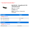 thumbnail image 2 of Multi Rib Belt - Compatible with 1995 - 1998 Honda Accord 1996 1997, 2 of 2