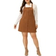 thumbnail image 2 of GRACE & GRANDEUR Women's Plus Size High Waist A-Line Suede Overall Suspender Dress 4X Brown, 2 of 6