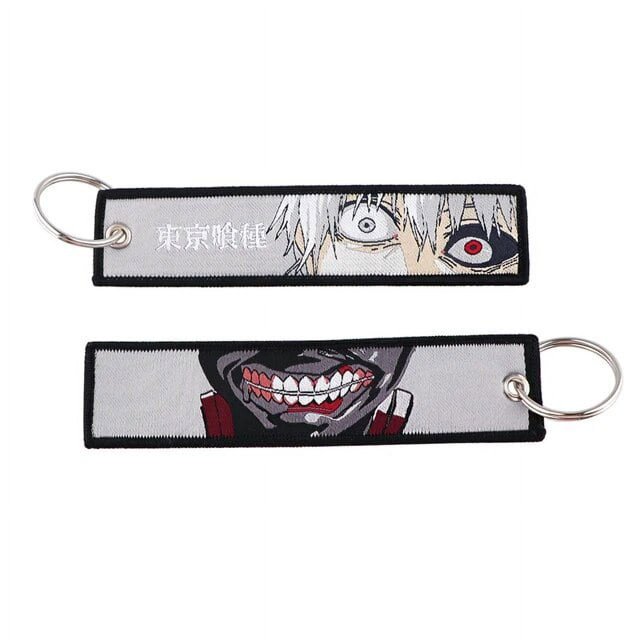 Llaveros bordados de Anime japonés, llaveros de motocicleta, coche, motosierra, hombre, regalo de moda para amigo