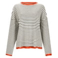 thumbnail image 1 of Aocisk Chandails Légers pour Femmes Manches Longues Col Rond Bloc de Couleur Rayé Décontracté Tricoté Chandail Confortable Automne GY2 TG, 1 of 4