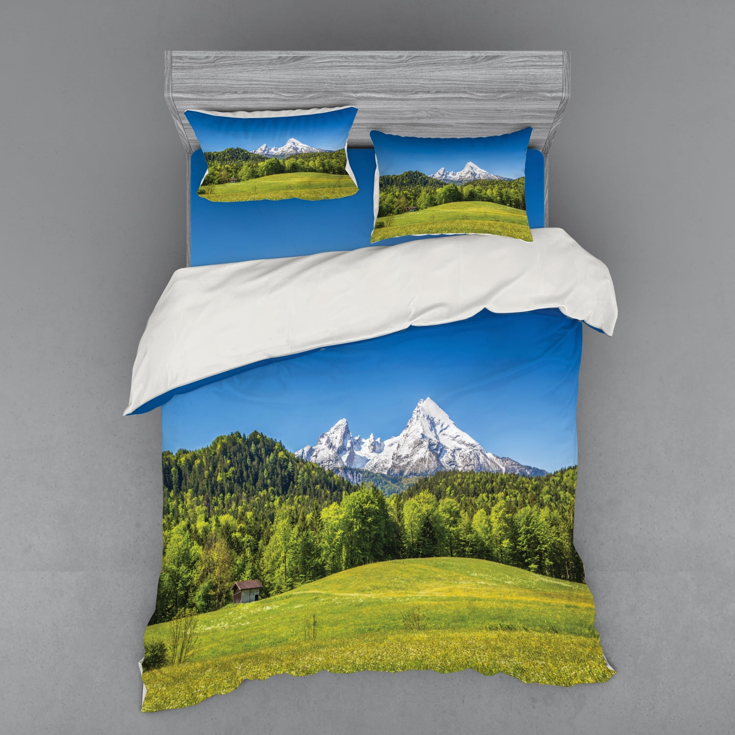 Germany Duvet Cover Set, Bavarian Alps Village of Berchtesgaden and