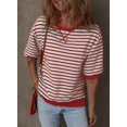 thumbnail image 2 of Jersey Dokotoo Knit para mujer con cuello redondo y mangas 3/4, color marrón, 2 of 8