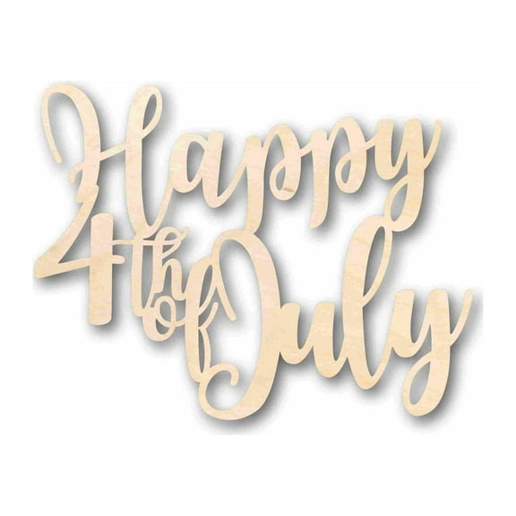 Happy 4th of July Unfinished Wood Cutout DIY handmade Craft 8" / 1/4"