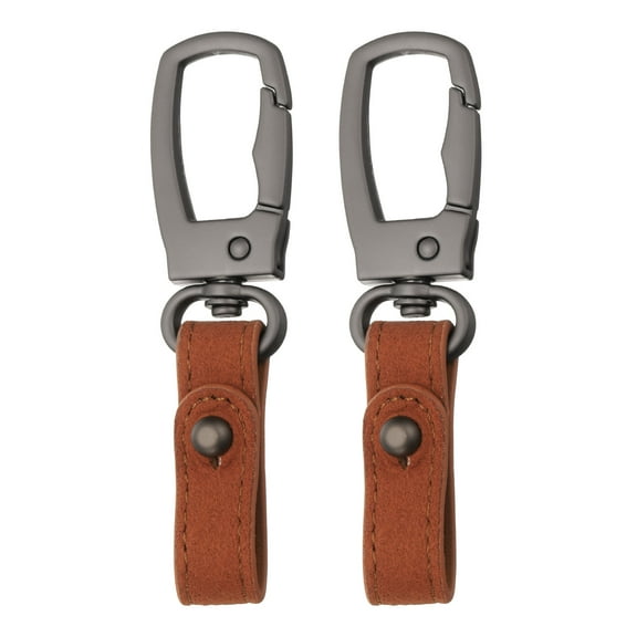 Uxcell 2pcs Car Keychain Clip, Leather Key Chain Ring Key Holder Organizer for Men Women, Brown