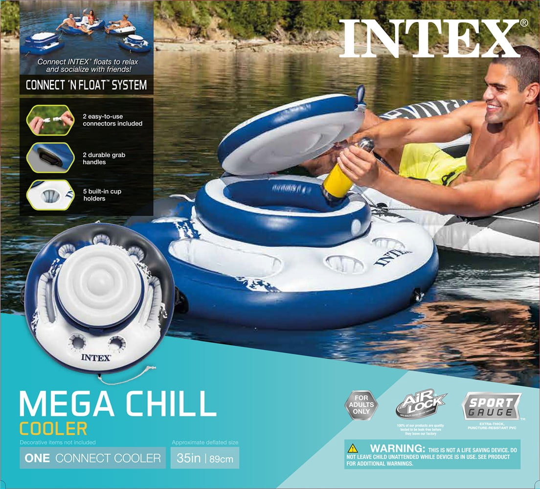 Intex Mega Chill 35" Beverage Cooler with Snack Trays, Multi-Color