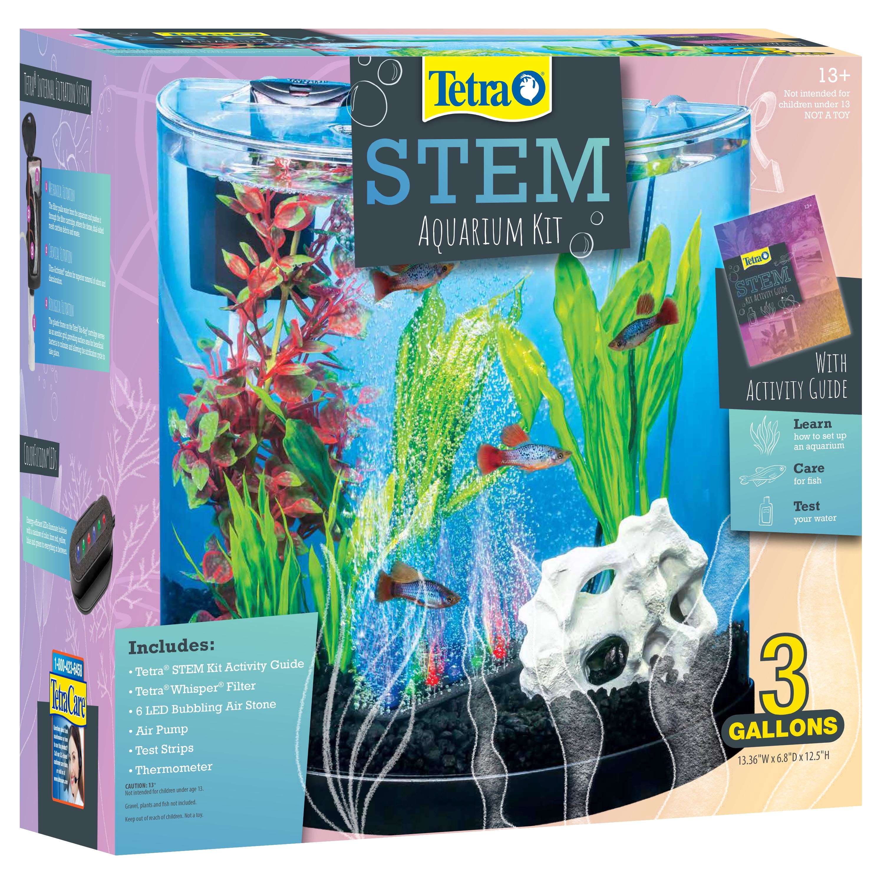 Tetra STEM 3 Gallon Aquarium Kit with Hands-On Activity Guide for Kids