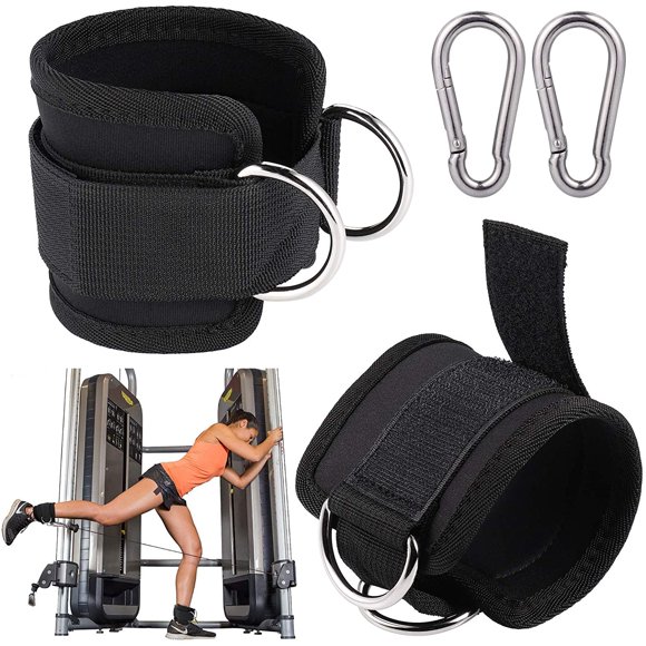 2Pcs Adjustable Ankle Straps for Cable Machine, Comfortable Gym Ankle Strap,