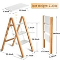 thumbnail image 4 of Culaccino Step Ladder 3 Step Folding Aluminum Lightweight Step Stool Wide Non-Slip Pedal 330 Lbs Capacity Household Portable Woodgrain Ladders, 4 of 7