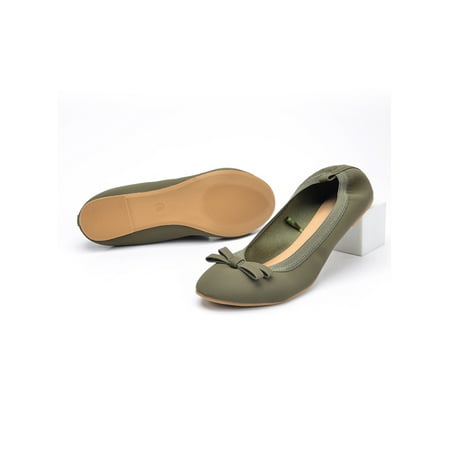 

Wazshop Women s Casual Shoes Non-slip Flats Comfort Ballet Flat Cozy Slip On Boat Shoe Ladies Bow Soft Green 7.5