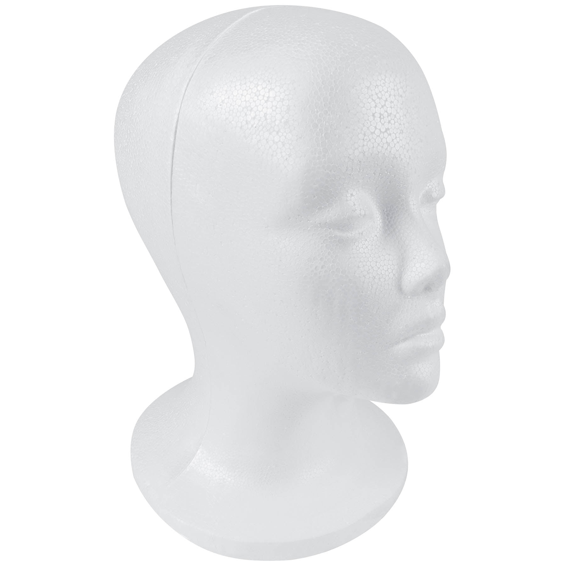 Blank White Unisex Head Styrofoam and Tabletop Center Support Mannequin Stand 