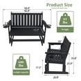 thumbnail image 3 of Mosbrisa Poly Lumber Patio Glider, HIPS Material Weather-Resistant Swing Bench for Outdoor Porch Garden (Black, 2-Seater), 3 of 8