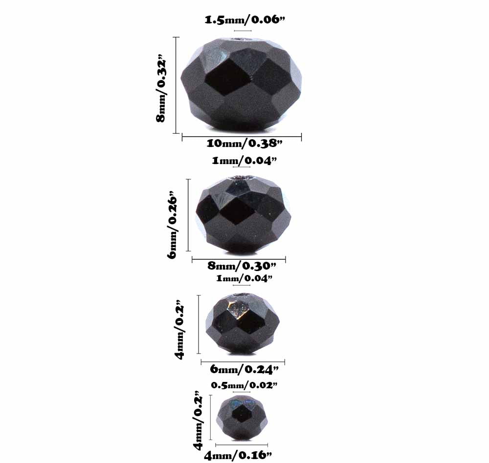 Jesse James Beads Black Glass Bead Strand – 4 Pieces, Ideal for Ages 16 and Up