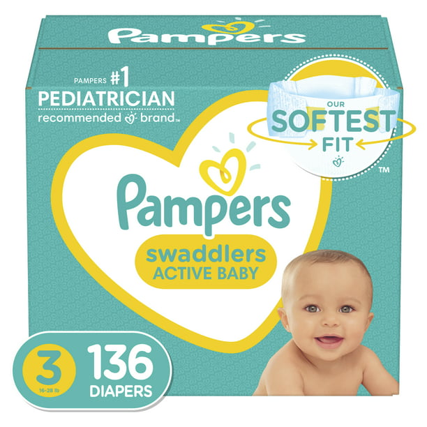 Pampers Swaddlers Diapers, Soft and Absorbent, Size 3, 136 Ct - Walmart.com