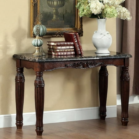 Marble Bedroom Furniture - Furniture of America Branton Traditional Espresso Faux Marble Sofa Table by FOA