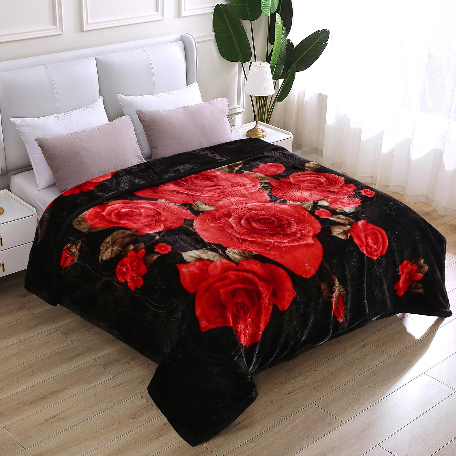 JML King Size Soft Warm Fleece Bed Blanket Reversible Thick Mink Blanket 83 x 91 inches,5.7lbs