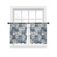 thumbnail image 2 of Watercolor Floral Sheer Curtains 45 Inches Length 2 Panels Set, Window Sheer Curtains for Living Room/Bedroom, Vintage Country Tribal Tie-dye Flowers Blue Light Filter Rod Pocket Curtain 52''x45''x2, 2 of 8