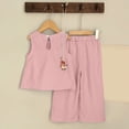 thumbnail image 5 of HCNTES Toddler Baby Girls Casual 2 Piece Set Short Sleeve Tee + Elastic Pants Kids Girls Summer Clothes Girls School Outfits 3-7Y(F02-Red,6-7 Years), 5 of 9