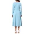 thumbnail image 3 of INSPIRE CHIC Women's Long Sleeve Dress Wedding Guest Formal Cocktail Crewneck A-Line Maxi Dress L Light Blue, 3 of 6