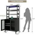 thumbnail image 2 of Aheaplus Bar Cabinet with Power Outlets, 67" Tall Wine Bar Cabinet Liquor Cabinets with LED Lights and Glass Holder, Coffee Bars Station for Living Room, Microwave Stand Bakers Rack Cabinets, Black, 2 of 7