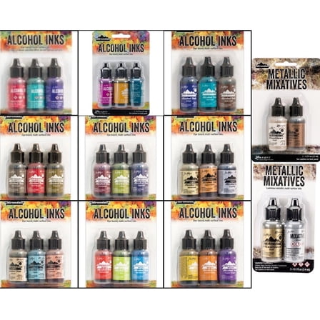 Ranger Tim Holtz Adirondack ALCOHOL INKS   MIXATIVES- 31 COLORS- Sealed 3 Packs