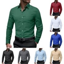 UVEASISHA Men's Dress Shirts Long Sleeve Regular Fit Button Down Shirt Business Casual Work Shirts Formal Wedding Shirts Light Blue M