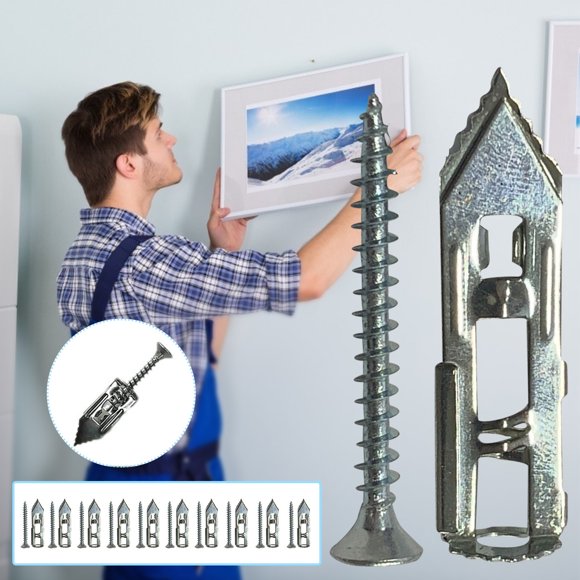 Vacemry 2Pcs Self-Drilling Anchors, Carbon Steel Hollow Wall Tapping Screws, Heavy Duty Concrete Anchors, Masonry Screws for Brick Drywall, Fasteners for Home Construction Projects, 20-Pack