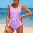 thumbnail image 3 of Lullu Girls One-Piece Swimsuit Ruched Quick Drying UPF 50+ Bathing Suit Swimwear, 3 of 4