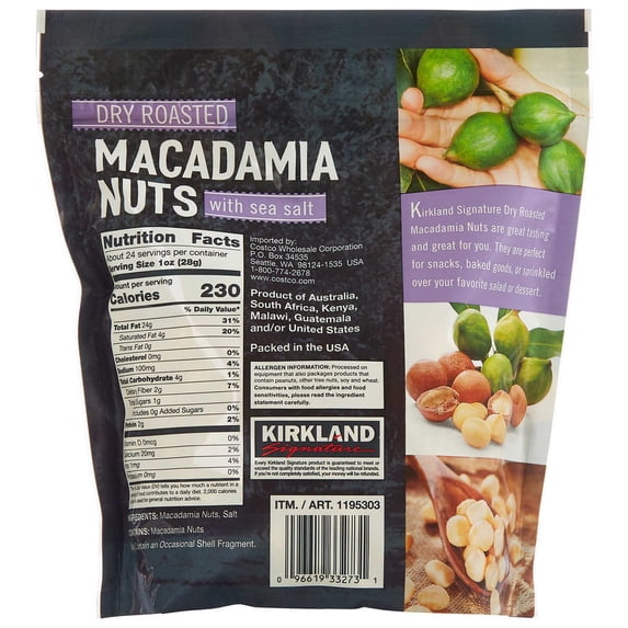 Kirkland Signature Dry Roasted Macadamia Nuts 24 Ounce