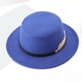 thumbnail image 2 of Womens Western Cowboy Hats CQXIDFH Unisex Lafite Panama Hat, Western Cowboy Jazz Cap, Wide Brim Sun Hat for Summer Travel, Muslim Hat (Blue, One Size), 2 of 3