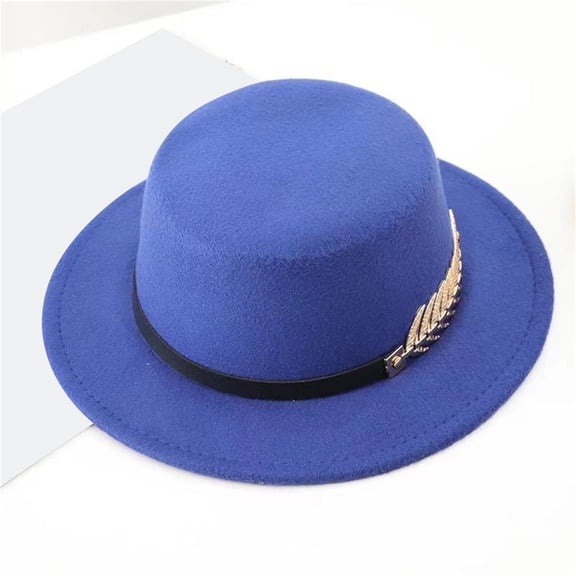 TRUBKH bowler hat women Fedora Stylish Hat Vintage Trendy derby hats for women women hats for church vintage hats sun hats round hat Lightweight Packable with Belt Buckle bowler hats Blue One Size