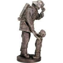 Fireman Fire Fighter with Child Decorative Figurine 11.75" Tall Resin