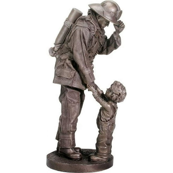 Fireman Fire Fighter with Child Decorative Figurine 11.75" Tall Resin