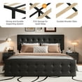 thumbnail image 1 of Full Size Platform Bed Frame with 4 Storage Drawers & Headboard,Faux Leather or Linen, Button Tufted Platform, Strong Wooden Slats,No Box Spring Needed, 1 of 7