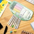 thumbnail image 6 of Rirool Mesh Pencil Case Large Capacity, Clear 2 Compartment Pencil Pouch with Zipper, Big Pen Organizer for School Supplies, Travel Makeup Bag for Girls Teens Adults Green, 6 of 7