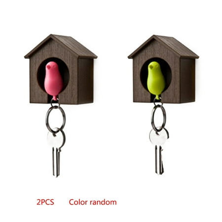 House Sparrow Nest Box 2pcs Sparrow Key Ring Whistles Keychain Bird House Nest Key Holder Home Decoration(Random Color) ()