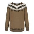 thumbnail image 4 of GUZOM Sweaters Womens Acrylic Cardigan Sweater - Fair Isle Pattern, Button-Front Crew Neck, Brown, Plus Size S-5XL, Ribbed Cuffs, Fall Winter Casual Knit,Size 4XL, 4 of 6